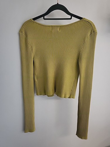 H&M Womens Knit Top Blazer Sweater Size Small UK 10 Green Long Sleeves - Picture 5 of 9