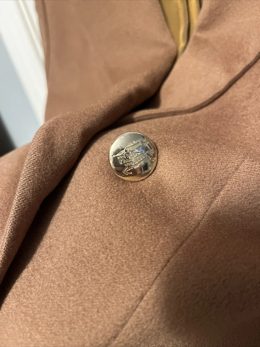 Blazer Burberry Vintage a Medida Doble Pecho Lana Marrón 42R Botón Dorado