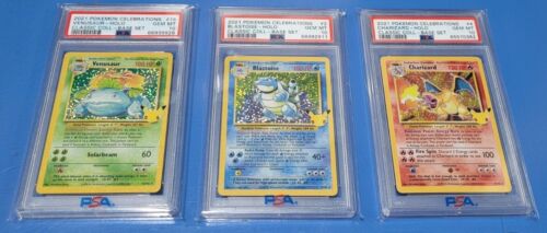 2021 Pokémon Celebrations Classic Big 3 - CHARIZARD, BLASTOISE, VENUSAUR PSA 10 - Picture 1 of 8