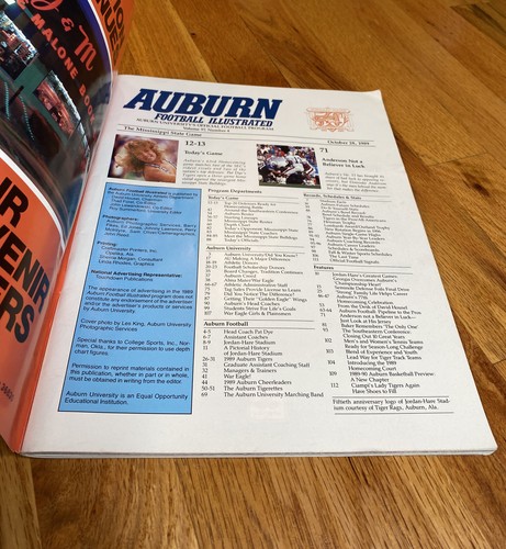 Programa de fútbol americano Auburn vs Mississippi 1989 Auburn fútbol ilustrado - Imagen 5 de 7