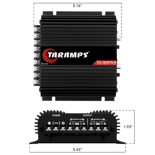 Taramps TS 400X4 Black with Automatic High Level Input 400 Watts RMS 4 Channels - Picture 9 of 12