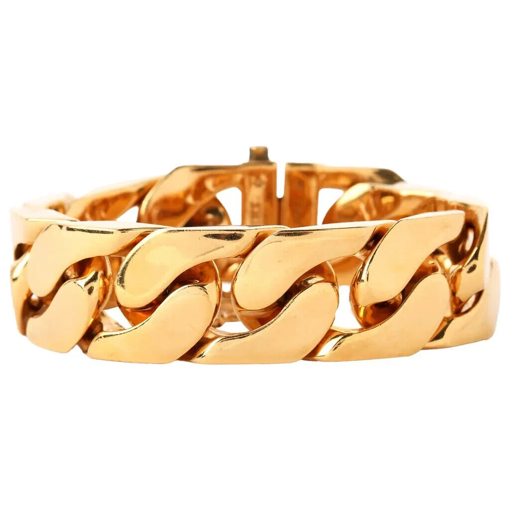 Celine - Chunky Cuban Link ID Gold Bracelet / Sz Medium Celine - Chunky Cuban Link ID Gold Bracelet / Sz Medium