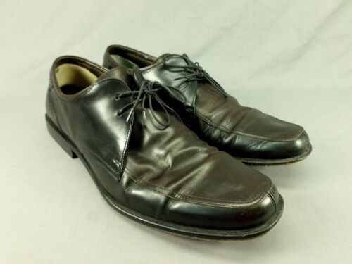 Hugo Boss Leather Dress Shoes Oxford Lace Up Black Brown 10 Italy - Picture 2 of 11