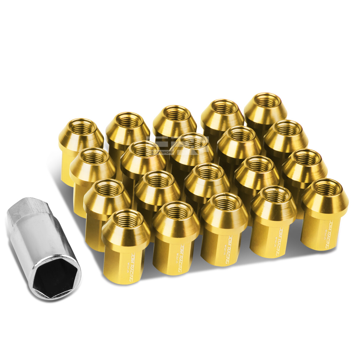 20 CLOSED END M12X1.25 35MM TALL 25MM OD SKY BLUE ALUMINUM JDM LUG NUTS+ADAPTER