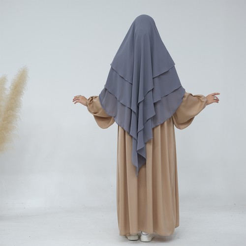 3 Layer Khimar Overhead Prayer Hijab Scarf Muslim Niqab Robe Nikab Abaya Ramadan - Picture 52 of 63