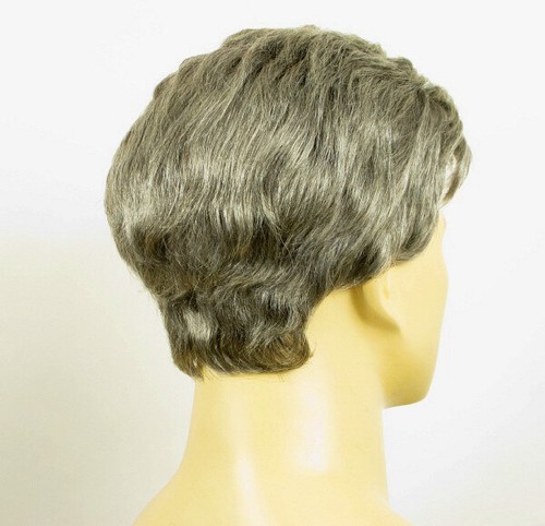 Short Wig For Men Natural Hair Gray White Poly Mesh Ref SEBASTIEN 44 - Picture 6 of 8