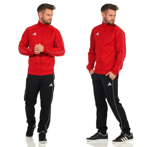 Adidas Herren Trainingsanzug Fußball Sportanzug Jogginganzug rot schwarz Neu - Bild 1 von 12