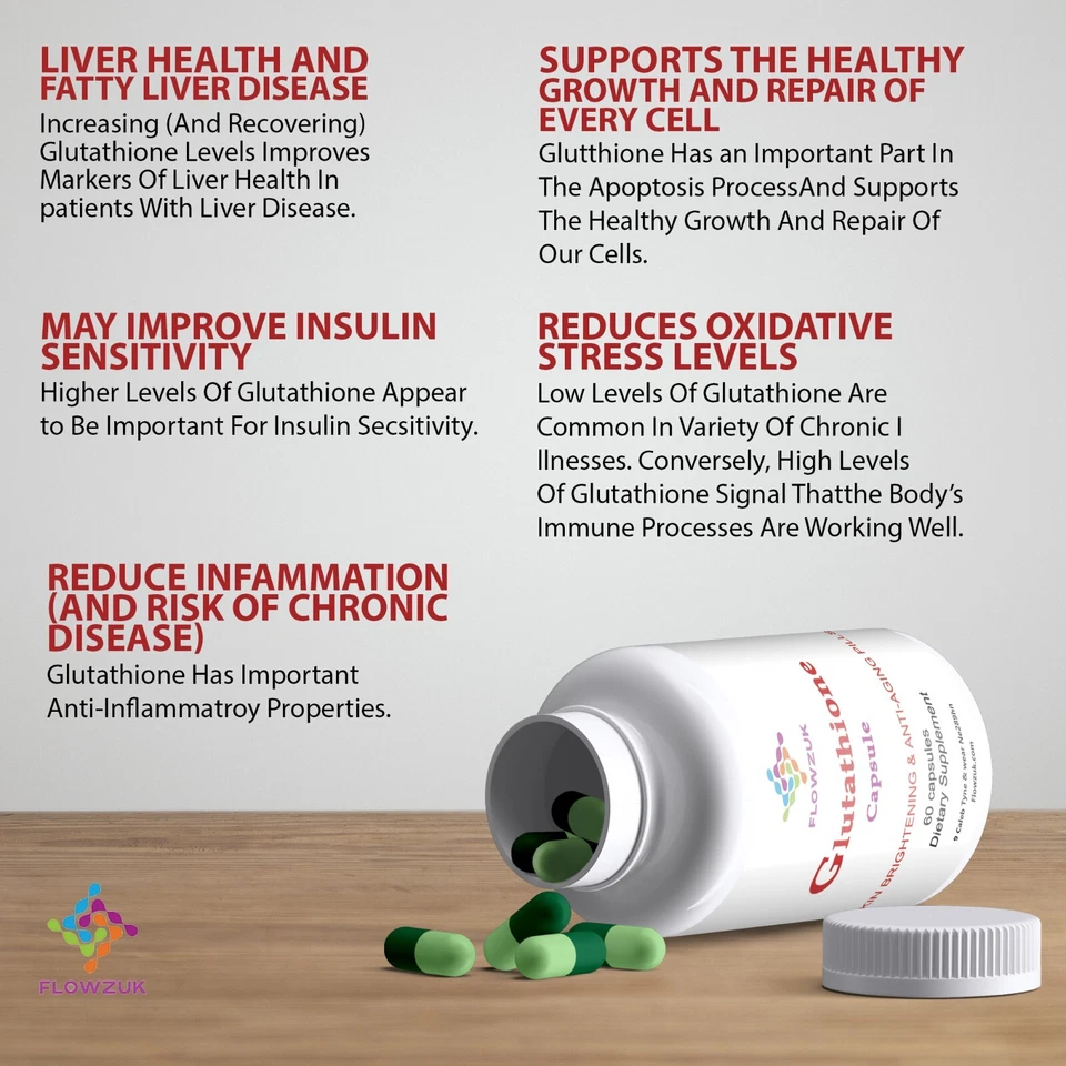 GLUTATHIONE Skin Whitening Capsules Collagen Glow Anti-aging Antioxidant Gluta - Image 3 of 4