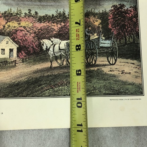 1980 Travelers Calendar Currier & Ives Print 11x16” Lake Placid New York Vintage - Picture 8 of 9
