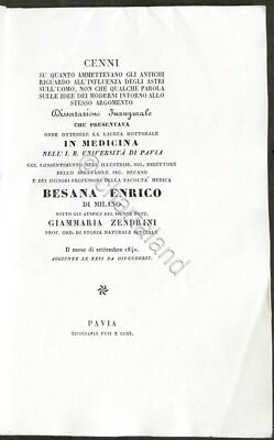 Hinweise Einfluss der Sterne auf den Menschen Dissertation Universität Pavia 1840