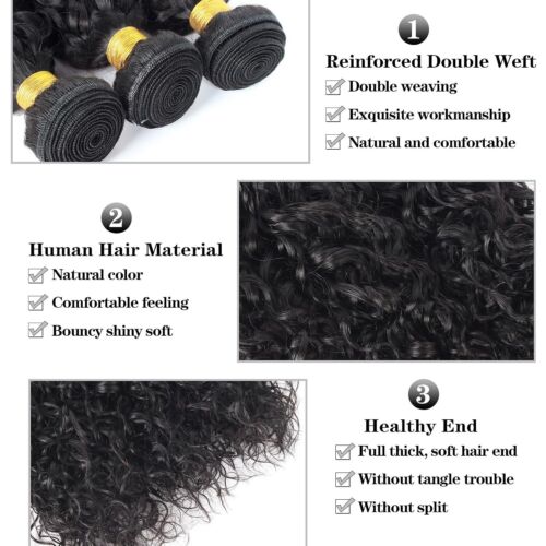 10A Curly Wave Human Hair Bundles Unprocessed Brazilian Virgin Hair Extensions - Picture 2 of 10