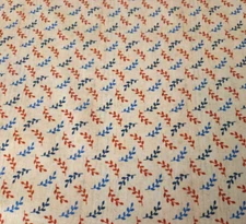 American Farm BTY P&B Textiles Blue Red Leaves Grayish Tan Woodgrain Background