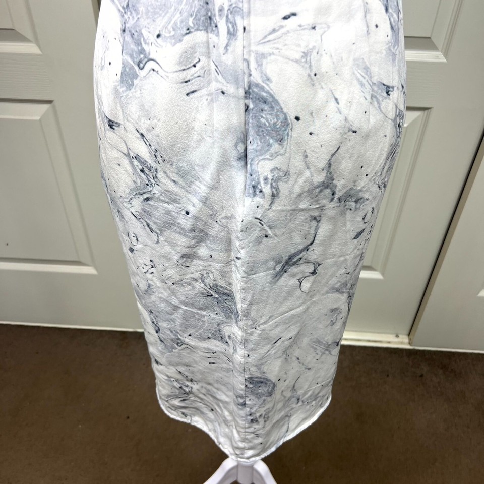 Zimmermann Marble Silk Tuck Dress Womens Size 1 White Sleeveless Back