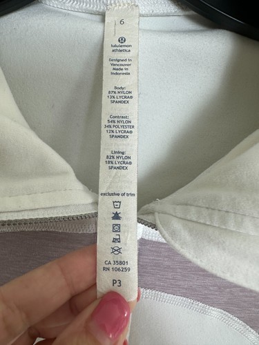 Lululemon Stride Hoodie Women’s Size 6 White Heather Full Zip Up Thumb Holes - Picture 6 of 15