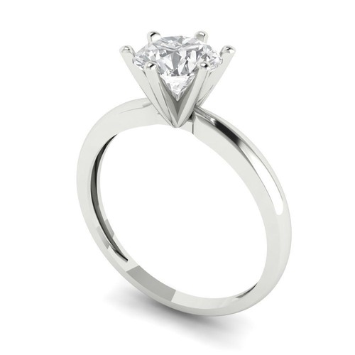 1 tcw Round Cut Engagement Ring for Women, 14K White Gold Clear Promise Ring - Picture 2 of 11