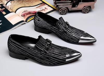 Mens British Metal Toe Dress Business Real Leather Slip On  Wedding Shoes New