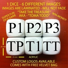 TAKE THE TREASURE DICE GAME AKA TOMA TODO DICE - CUSTOM LOGOS AVAILABE FREE BAG