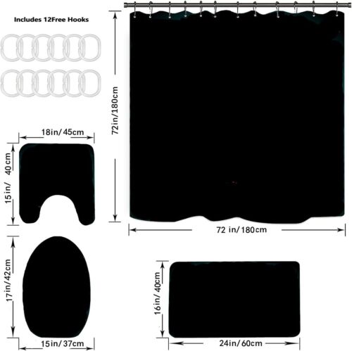 4Pcs Lion Shower Curtain Set - Waterproof, Stylish Bathroom Decor, Black - Picture 9 of 9
