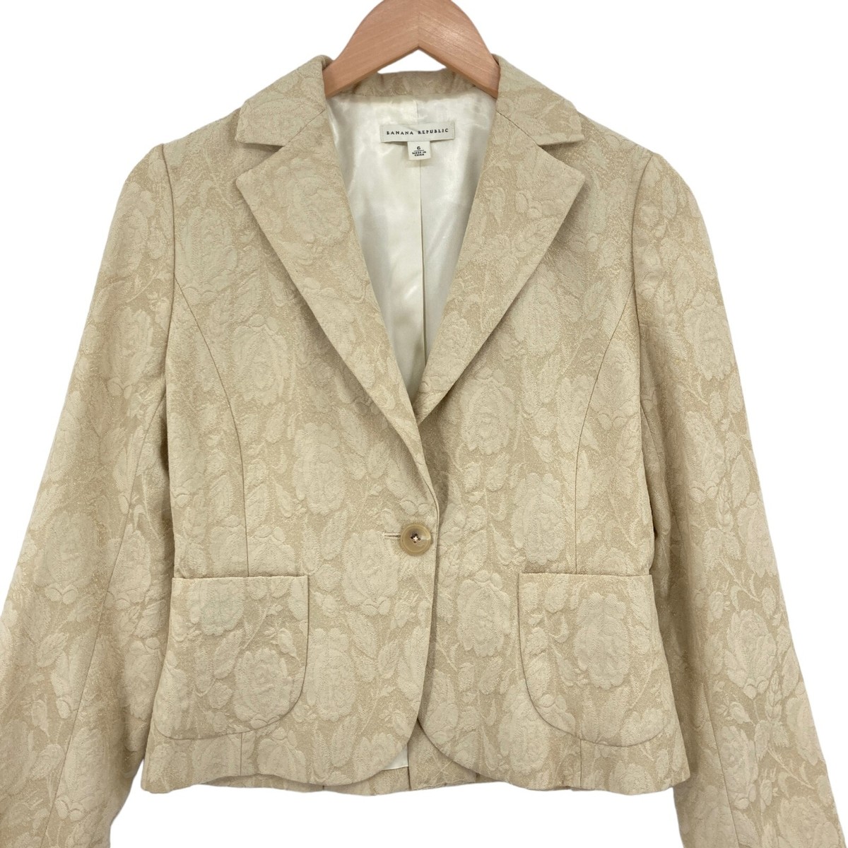 ジャケット・アウター 00s BANANA REPUBLIC wool/cashmere jacket Banana Republic Blazer Jacket Womens Size 6 Beige Floral