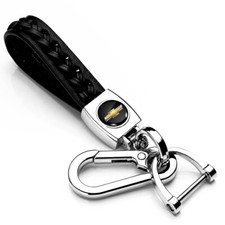 Chevrolet Golden Logo Braided Rope Style Black Leather Key Chain Chevrolet Golden Logo Braided Rope Style Black Leather Key Chain