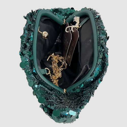 $485 Rafe Women's Green Aya Sequined Frame Chain Shoulder Clutch Purse Bag - Picture 4 of 6