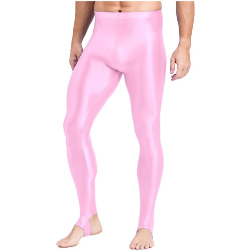 Pantaloni a compressione con staffa lucidi da uomo collant stretti controllo pancia modellante - Foto 39 di 105