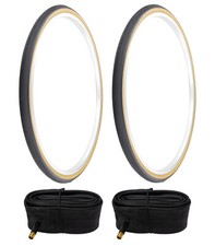 PRO BICYCLE TIRES 26 X 1-3/8 BLACK/GUM P-148 SLICK ROAD TOURING TREAD W/TUBES