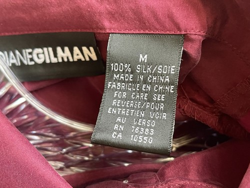 Blusa Diane Gilman 100% Seda Gris Azul Rojo Color Bock Mediana Nueva con Etiquetas Top Camisa - Imagen 6 de 7