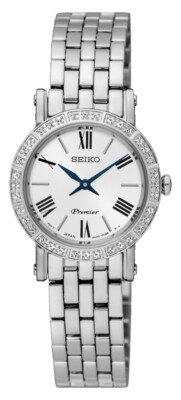 SEIKO Premier SWR023P1 Edelstahl Damen Uhr mit Steinen neu