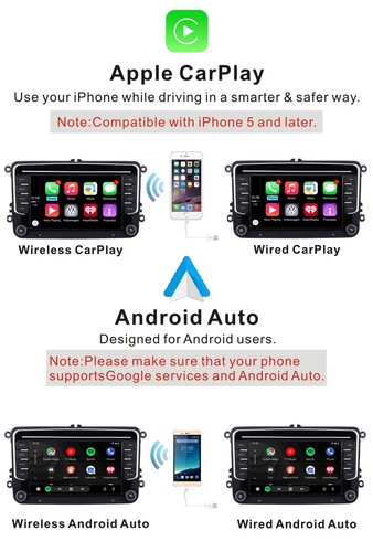 Car Radio Stereo Sat Nav CarPlay BT WiFi for VW Golf Passat Tiguan Touran Polo - Picture 5 of 13