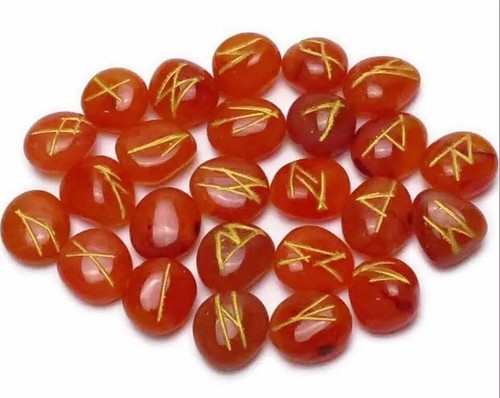 Karneol Rune Kristall Steine Set Holunder Futhark Reiki Heilung Edelstein 25 ... - Bild 1 von 3