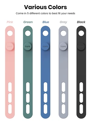 TOPK 5x High Quality Silicone Strap Long Wide Wire Cable Ties Organizer Reusable UK