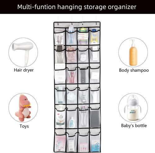 Over the Door Shoe Organizer, Hanging Shoe Organizer with 24 Mesh Large Pockets - Picture 5 of 12