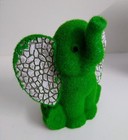 Flock Effect Elephant Figurine / Ornament 15 cm - Manufacturer Seconds