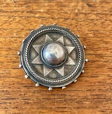 Vintage Silver Brooch Art Nouveau Art Deco Style Sun Shield Brooch Antique Retro