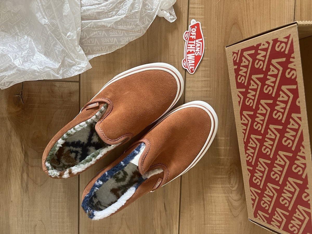 Vans Classic Brown Sunburn‎ Suede Sherpa Lined Slip On Shoes Men 4.5 Women 6 NEW Vans Suede Sherpa Brown Classic Slip-On | Mercari main image 2