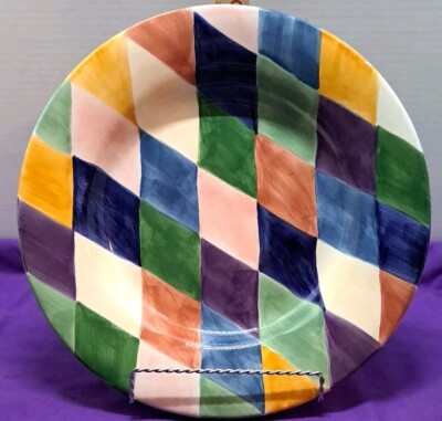 Tabletops Unlimited Carnival Pasta Serving Bowl 13'' Handpainted