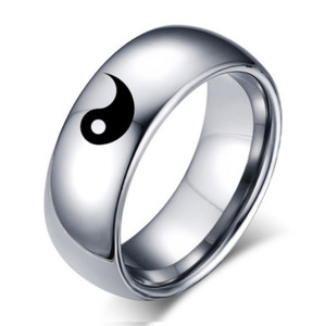 Authentic Women Men Yin Yang Matching Ring Tai Chi Balance 18K Gold Plated
