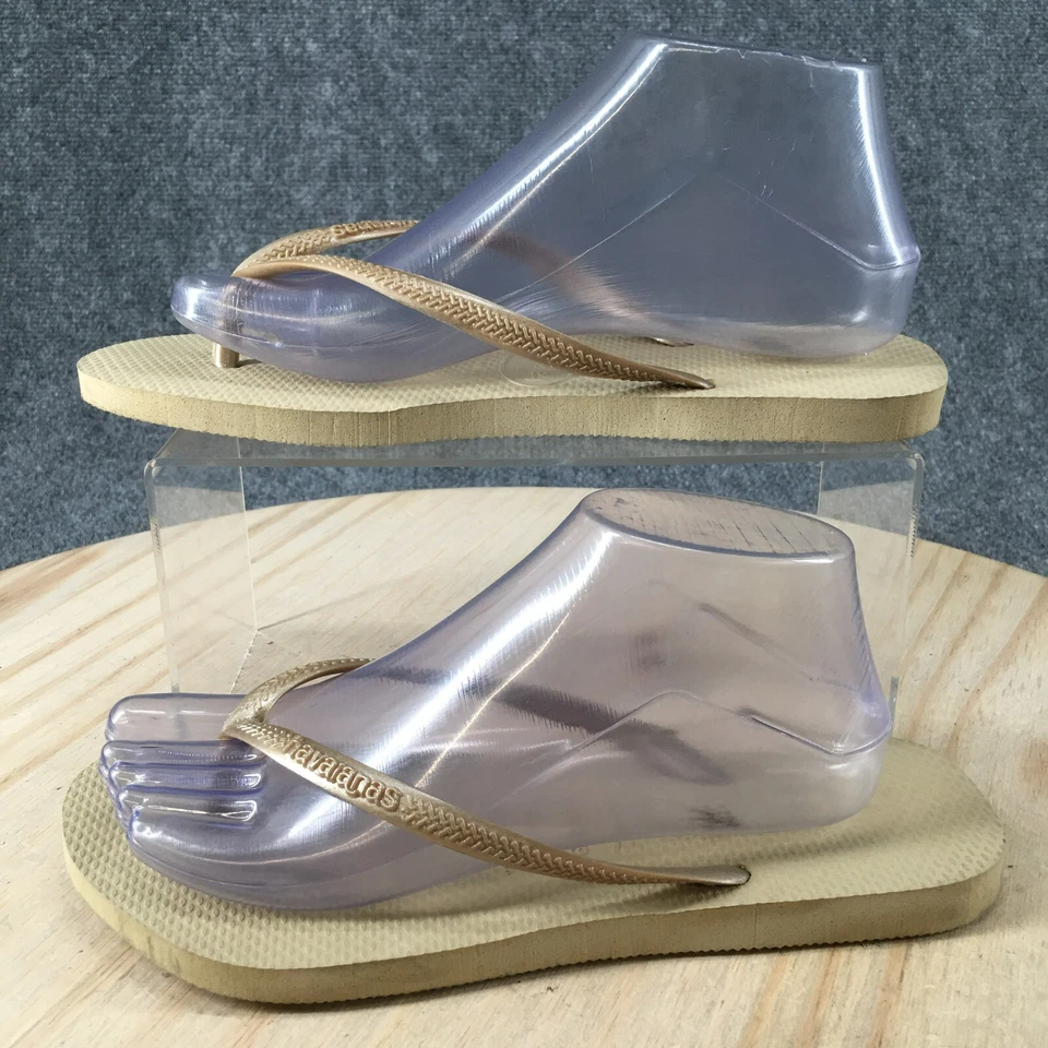 Zapatillas Havaianas para mujer 9-10 W chanclas doradas puntera de goma sin cordones planas Foto 2 de 4