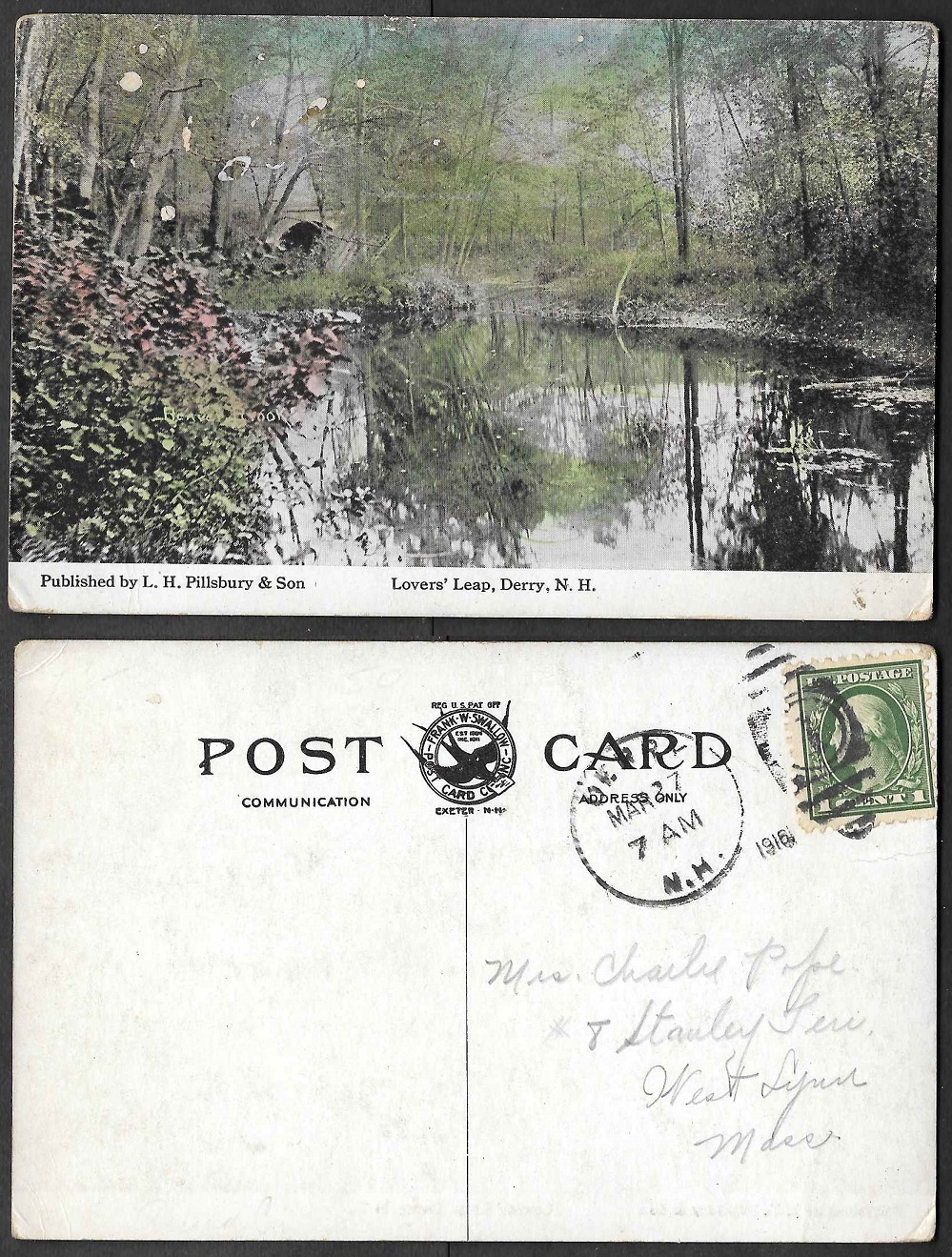 1916 New Hampshire Postcard Derry Lovers' Leap eBay