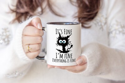 Its Fine I'm Fine Everything is Fine Lustiger Kaffeebecher Katzenwitz farbig Becher Tasse