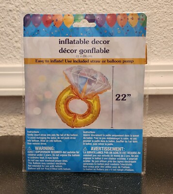Diamond Ring Foil Balloon 22'' tall - Engagement, Bachelorette, Wedding Party NIB