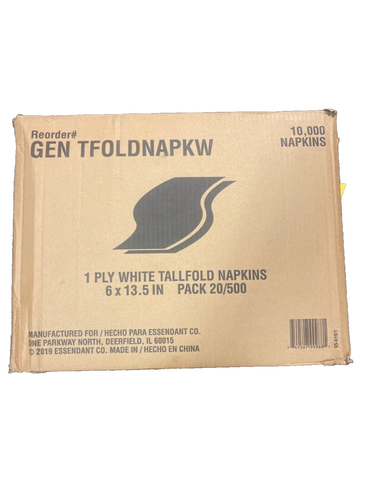 Tall Fold Napkins, 1 Ply, 6 x 13.5, White, 10,000/Carton | Bundle Of 2 Cartons - Picture 3 of 3