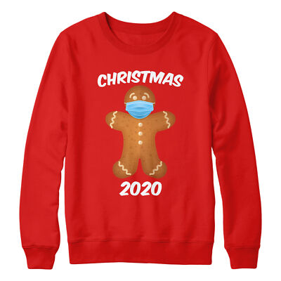 Lustiger Lebkuchenmann Lockdown Weihnachtspullover Geschenk Maske Sweatshirt Xmas für Herren