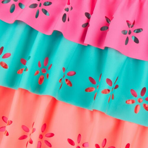 Girls Two Piece Swimsuit With Flower Detail Kids Summer Swimming Costume - Picture 7 of 17