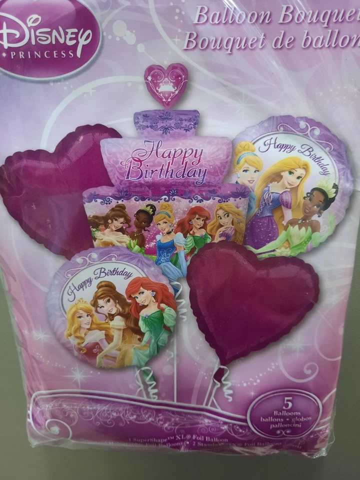 Disney Princess X 5 Balloons Bouquet Foil  Kids Happy Birthday party decoration  - Image 3 of 4