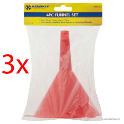 NEU 3 X 4 STCK. MULTIZWECK TRICHTER KIT HAUSHALT KÜCHE AUTO ÖL BENZIN GARTEN