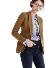 J.Crew Schoolboy Camel Wool Blend Blazer Jacket Women Size 2 One Button Career