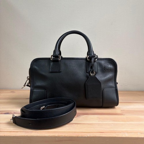 LOEWE Amazona 28 2Way Handbag Shoulder Bag Black Leather Anagram