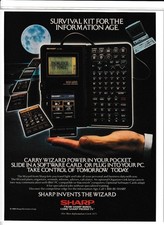 Sharp Wizard PDA Calculator Magazine Ad Vintage Handheld PC Organizer Tech